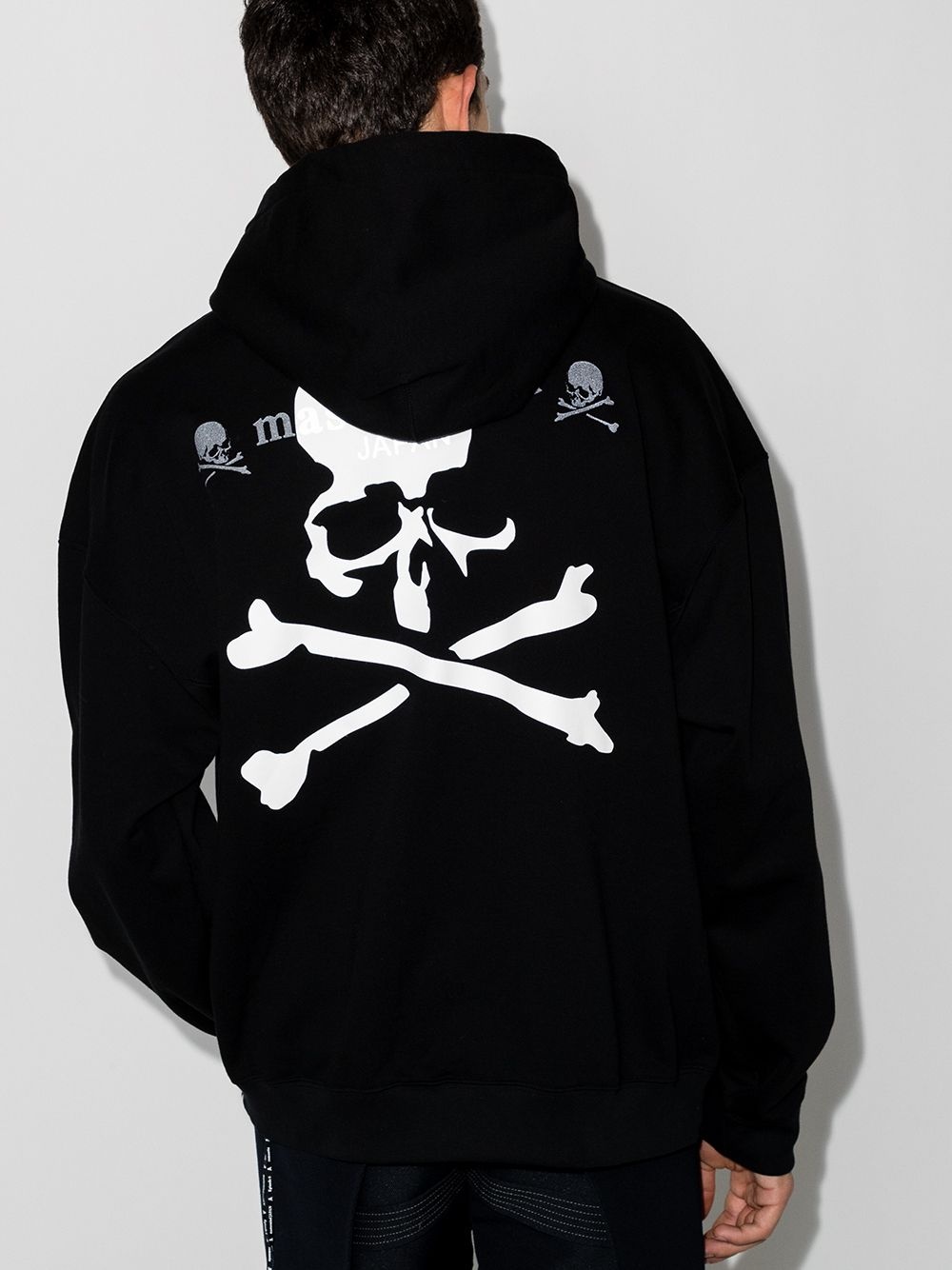 skull-print cotton hoodie - 3