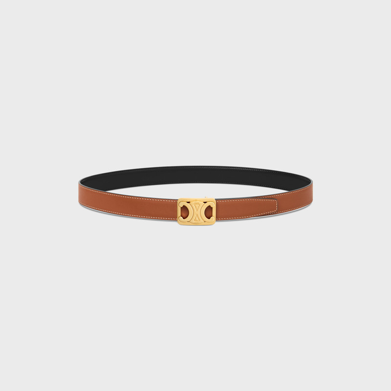 CELINE MEDIUM REVERSIBLE FRAMED TRIOMPHE BELT in TAURILLON AND NATURAL CALFSKIN outlook