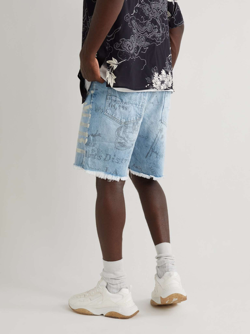 Straight-Leg Paisley-Print Distressed Denim Shorts 4