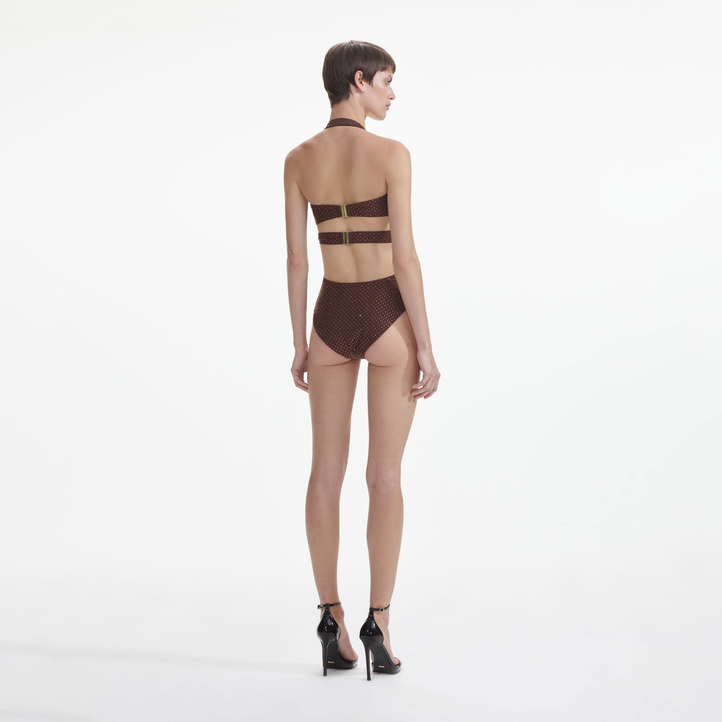 Brown Rhinestone Swimsuit - 3