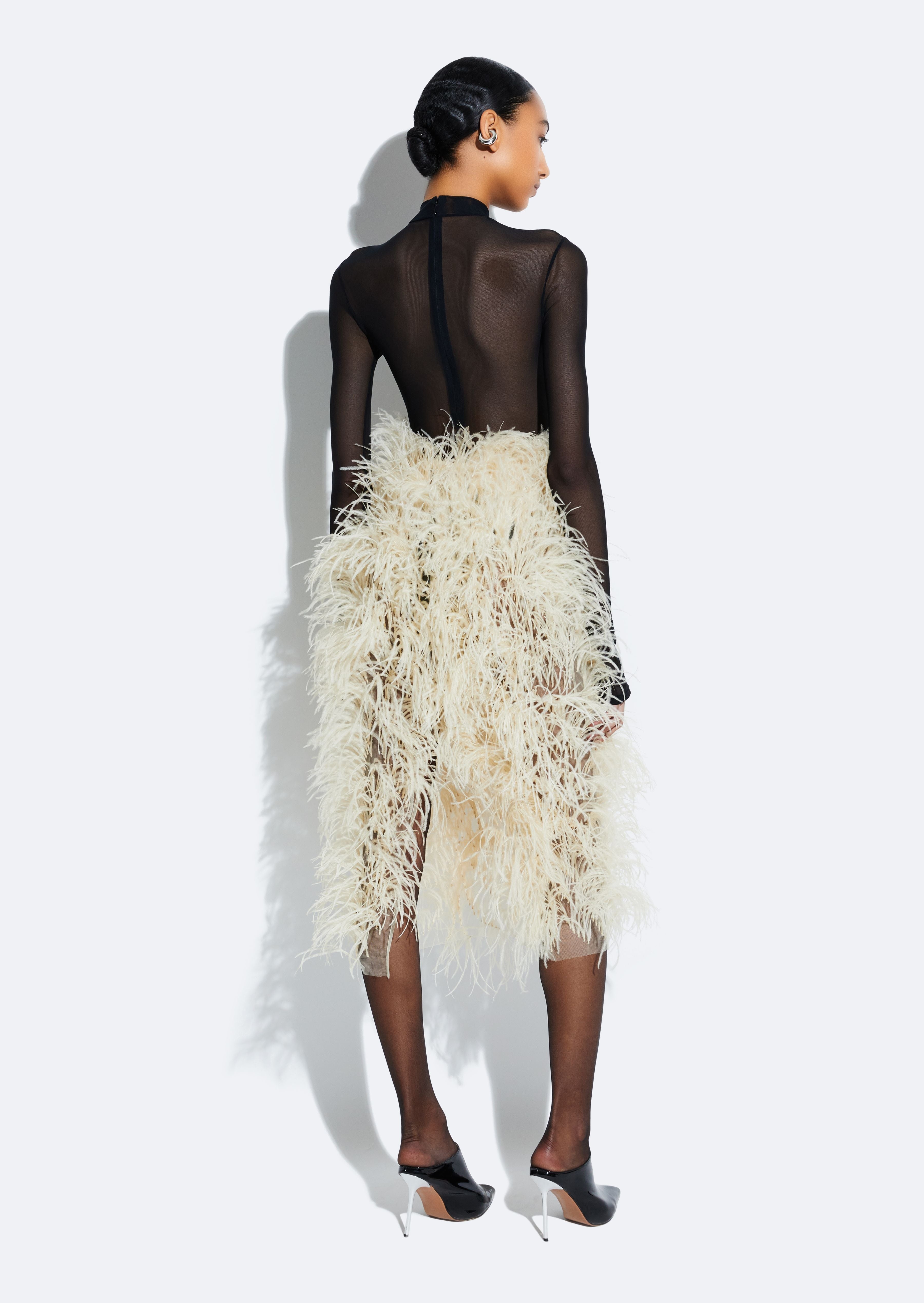 Marbled Feathers High Waist Skirt - 4