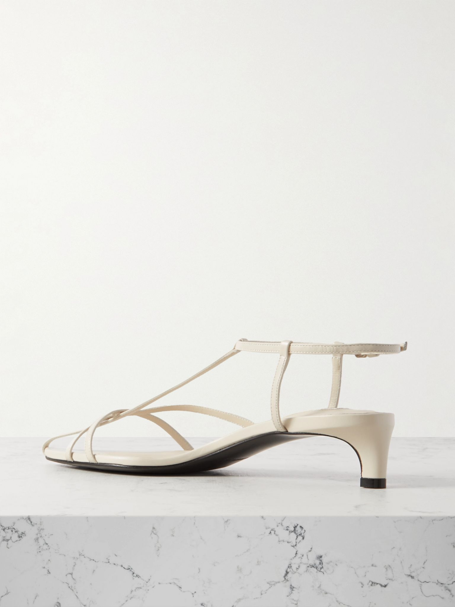 Leather slingback sandals Cream - 3