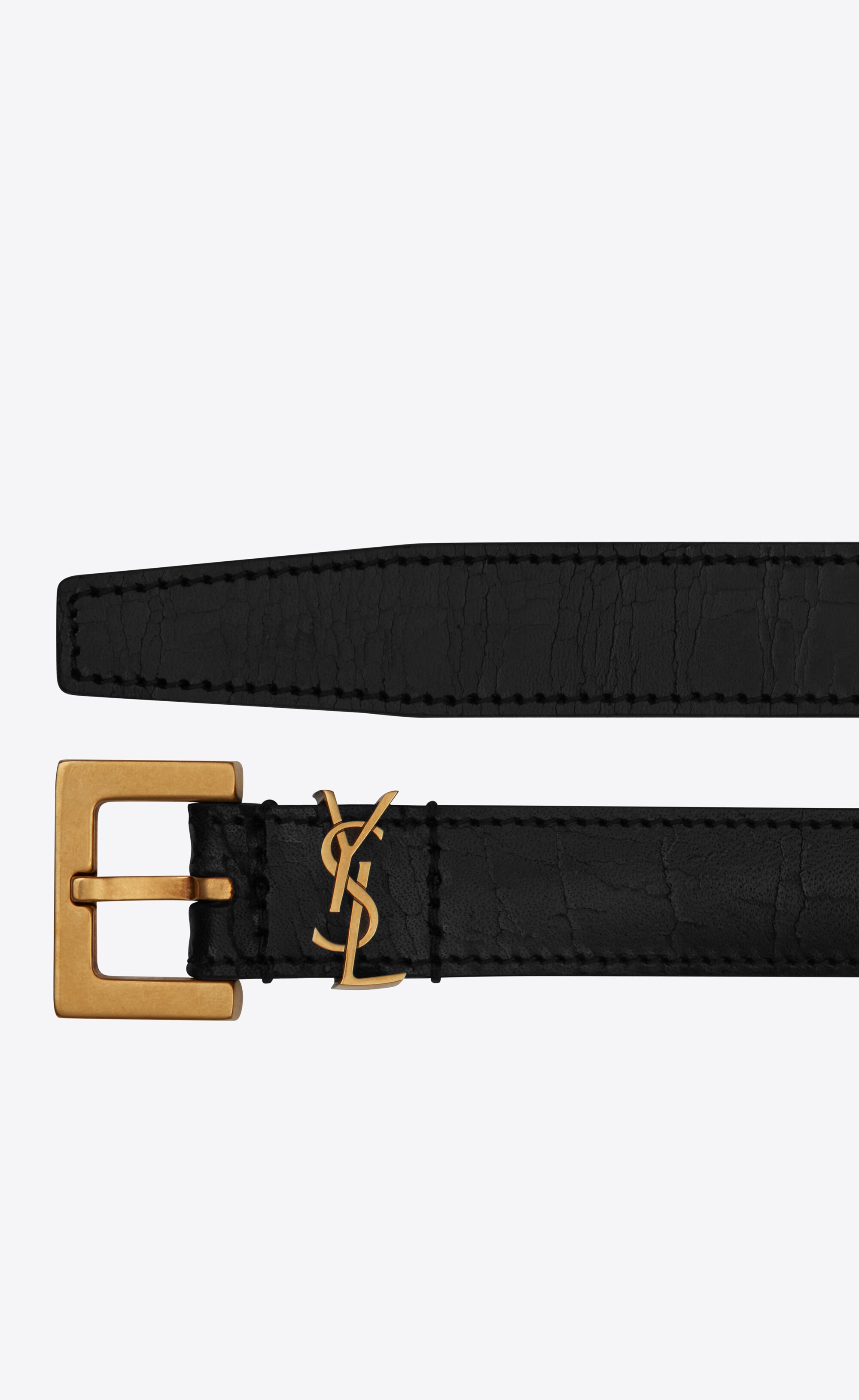 monogram narrow belt in crackled leather - 2