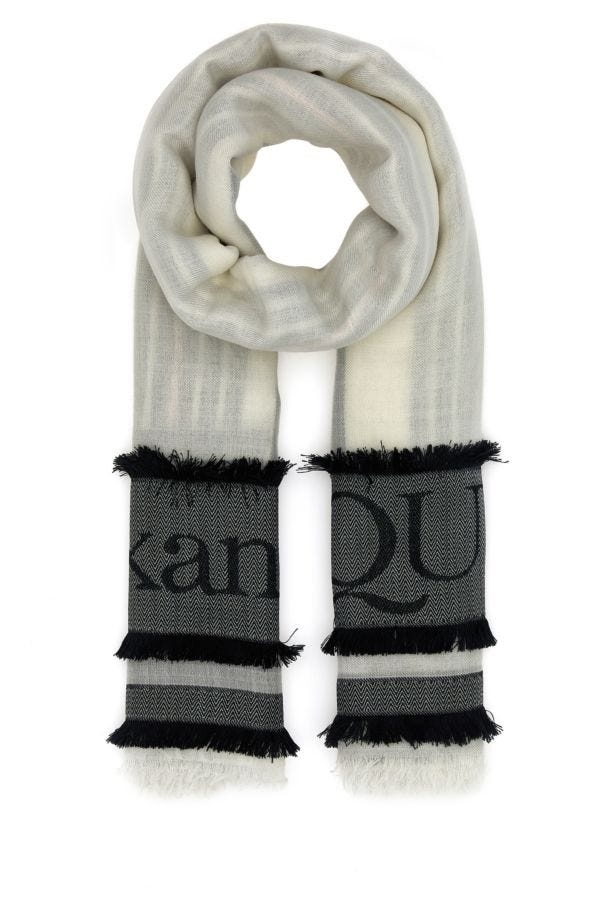 Alexander Mcqueen Woman Ivory Wool Blend Foulard - 1