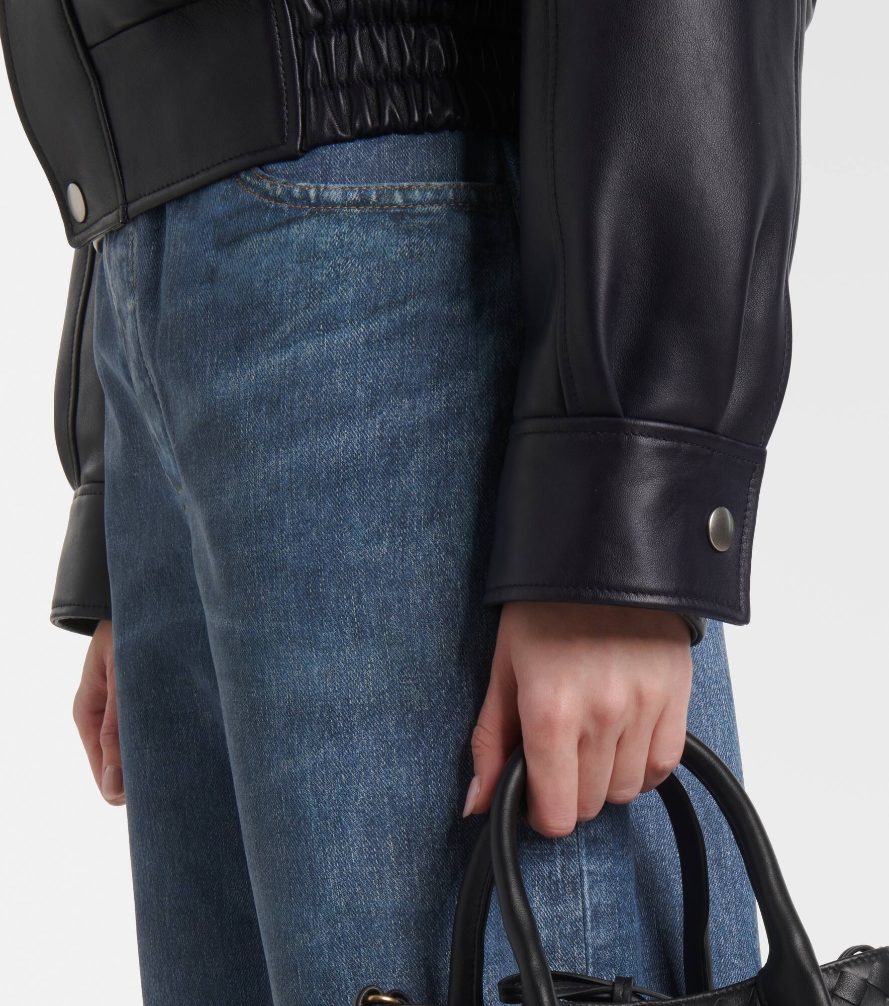 Shearling-trimmed leather blouson - 6