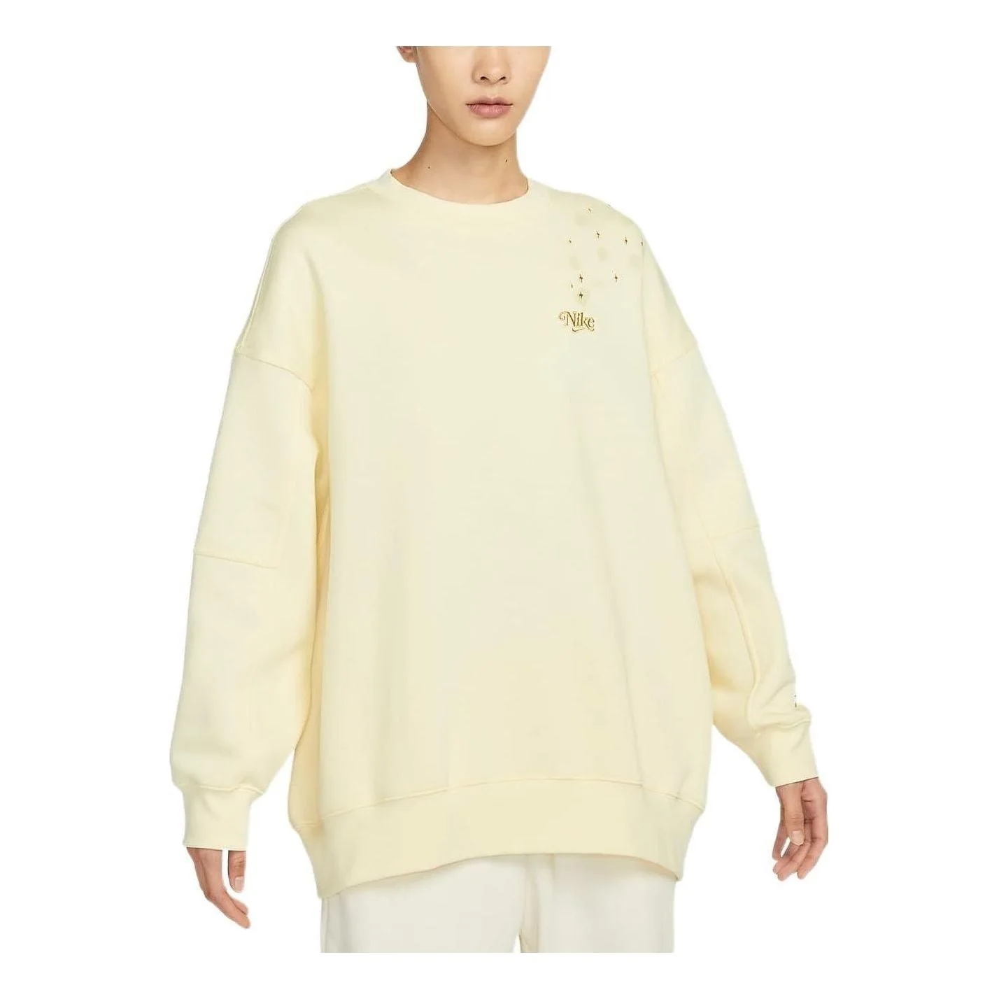 (WMNS) Nike Sportswear Fleece Crew Sweatshirt 'Yellow' FB1918-744 - 1