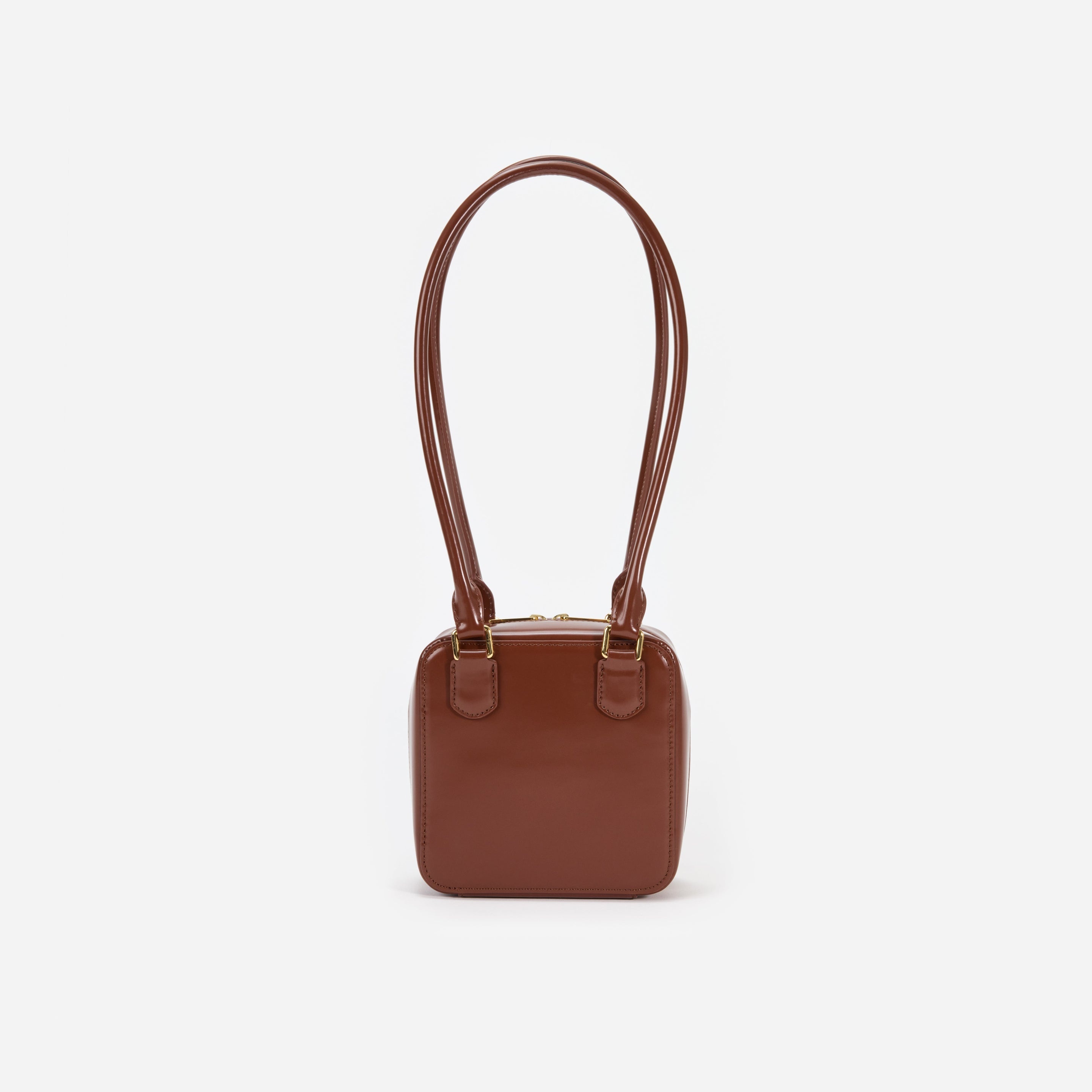 Brown Leather Square Shoulder Bag - 3