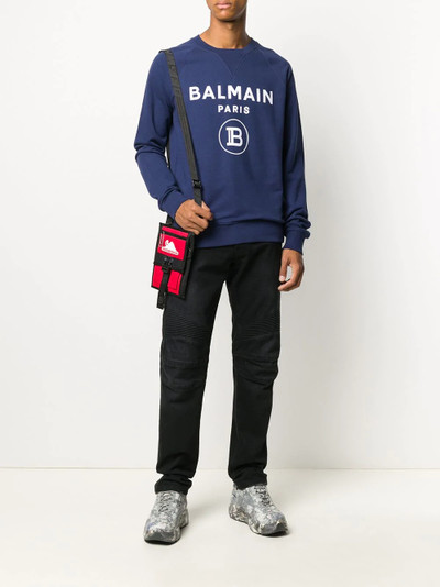 Balmain logo print crew neck sweatshirt outlook