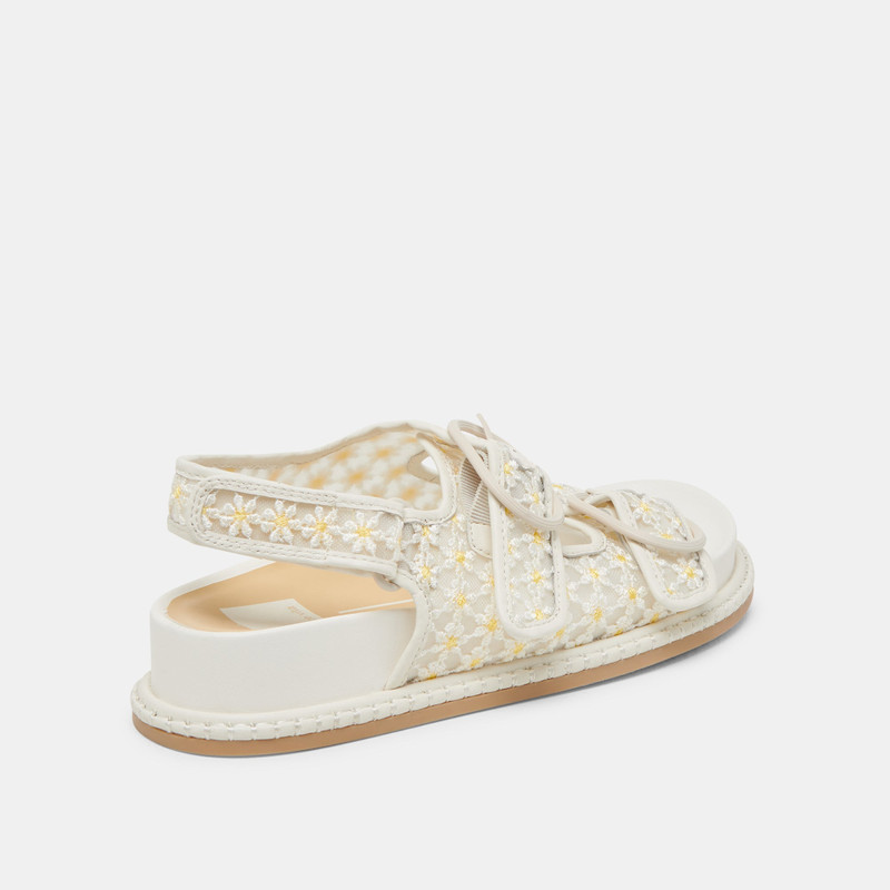 STUART FLORAL SANDALS WHITE YELLOW FLORAL MESH 5