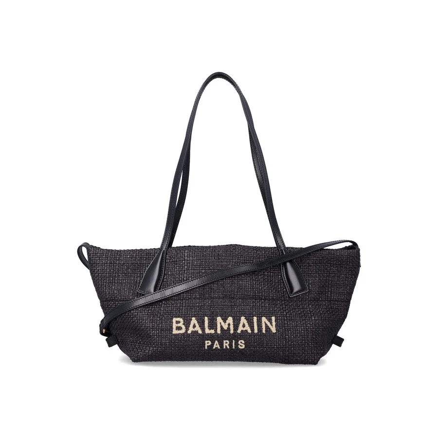 Balmain Small Track Tote Bag In Raffia - 1