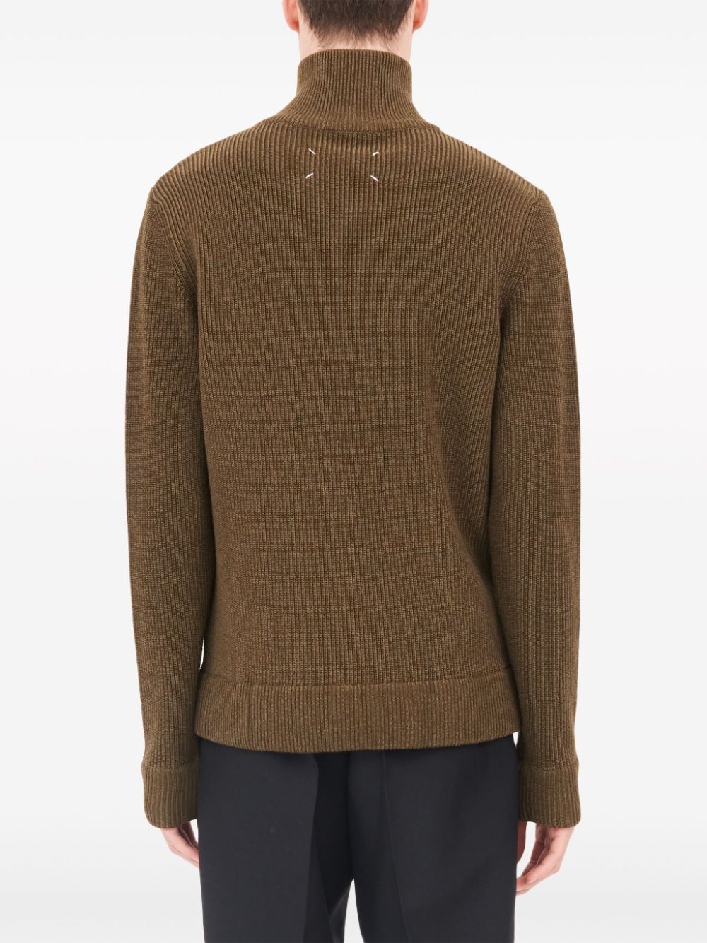 ribbed-knit zip-up sweater - 4