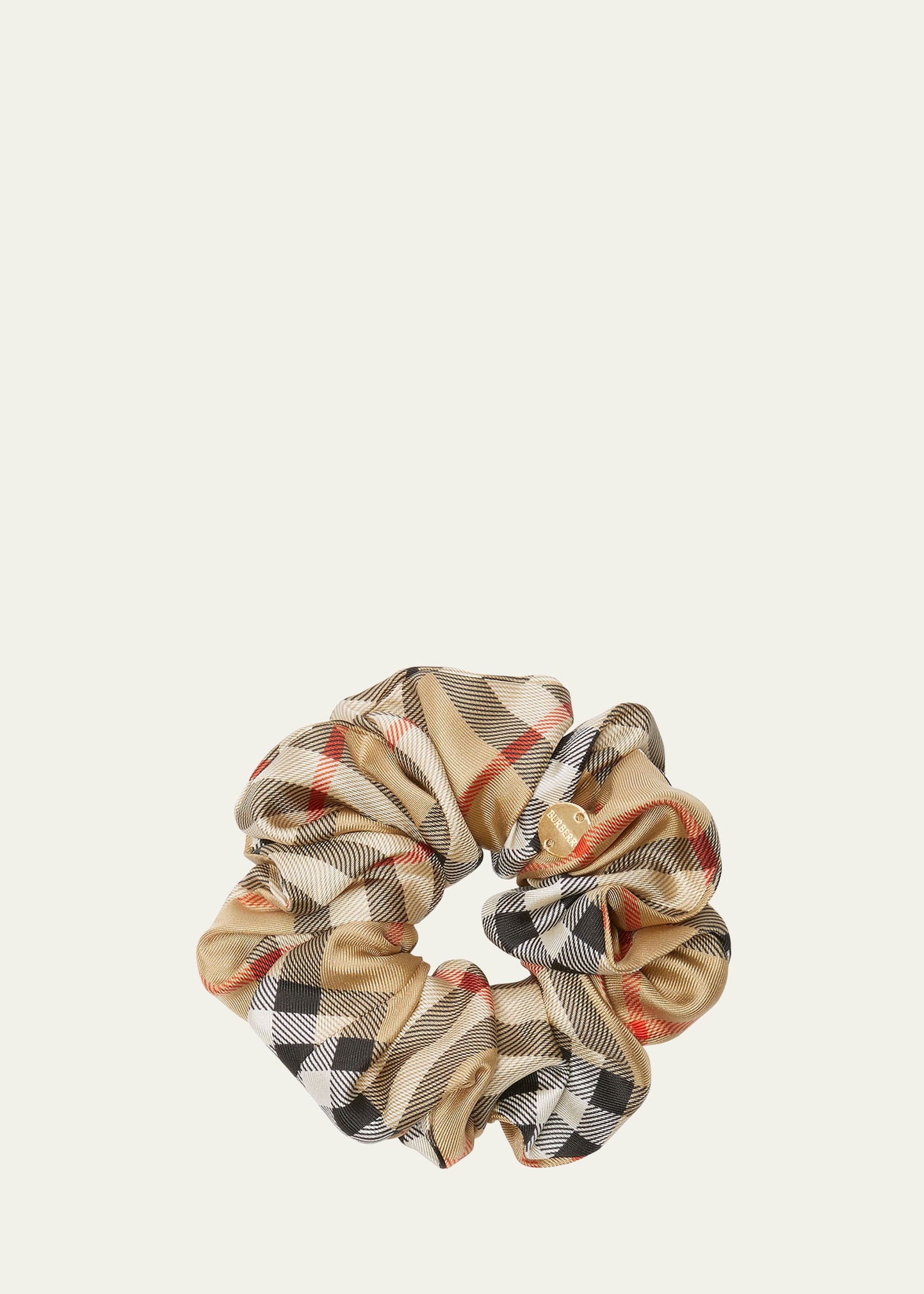 Check-Print Silk Scrunchie - 1