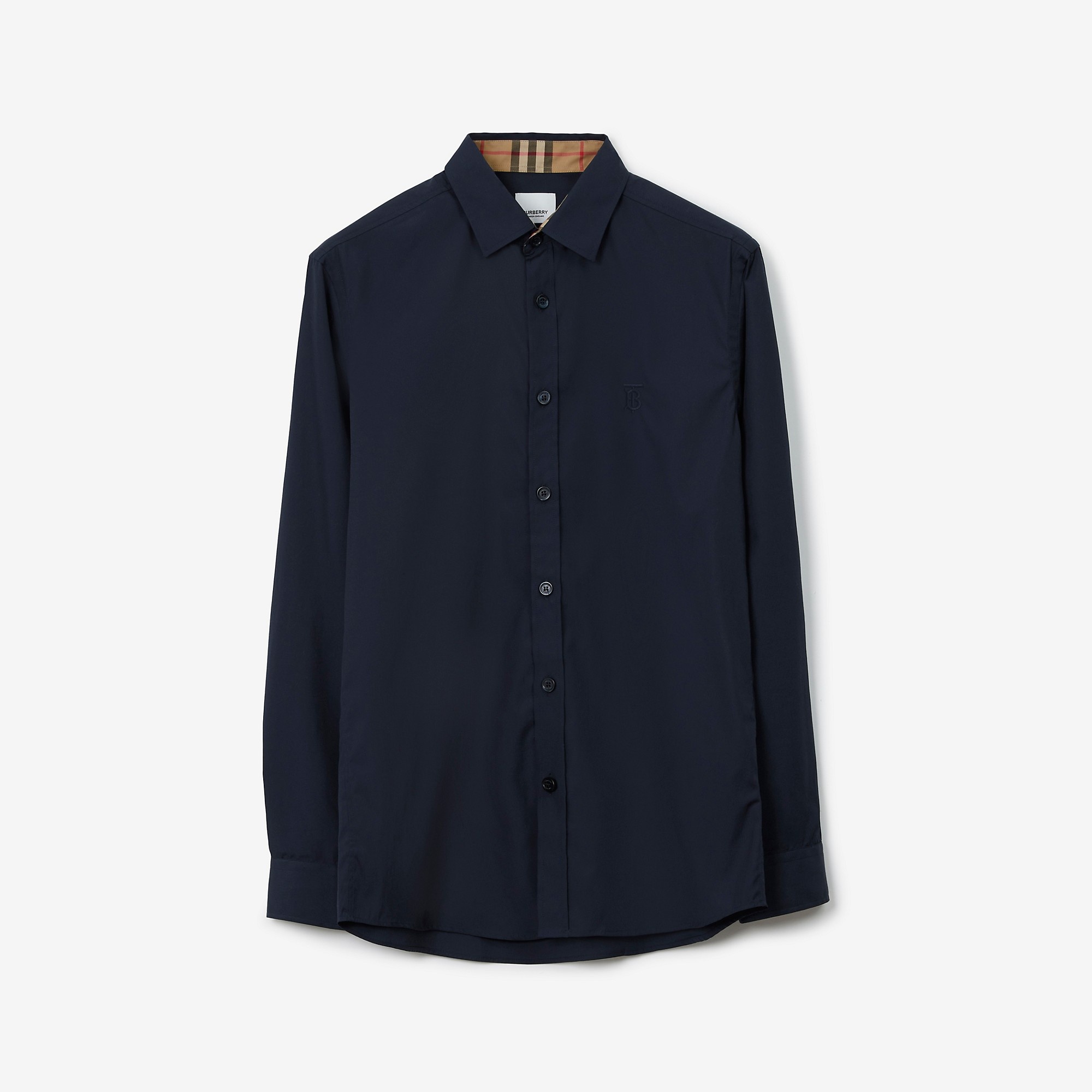 Slim Fit Monogram Motif Stretch Cotton Poplin Shirt - 1
