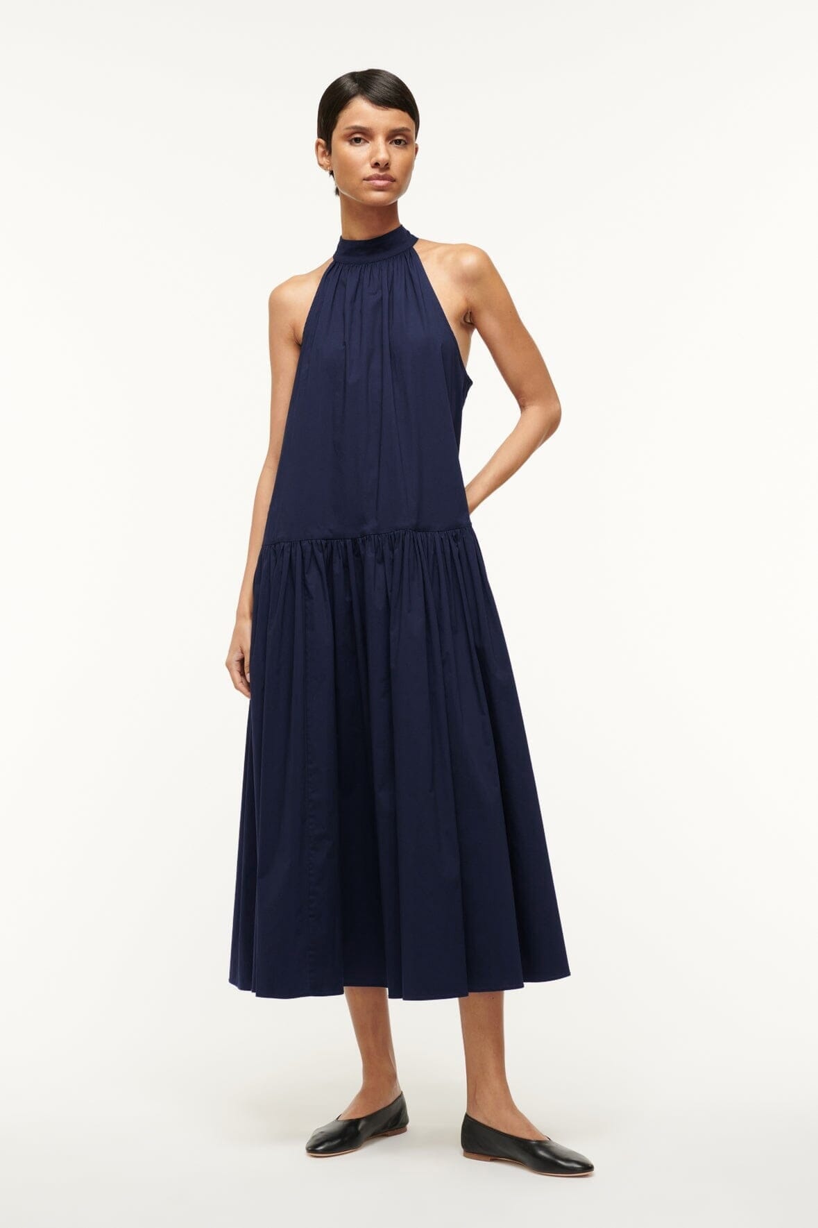 STAUD MIDI MARLOWE DRESS NAVY - 1