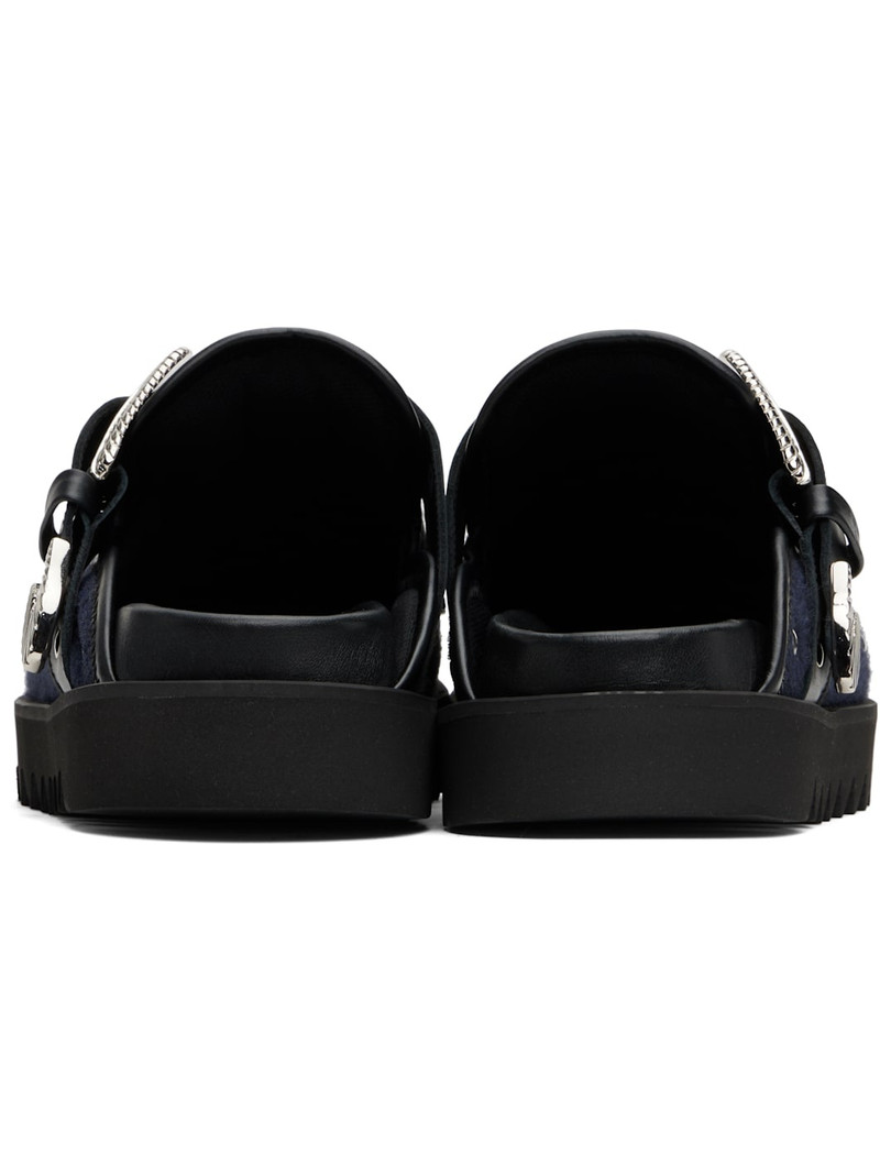 SSENSE Exclusive Black & Navy Eyelet Metal Sabot Loafers 2