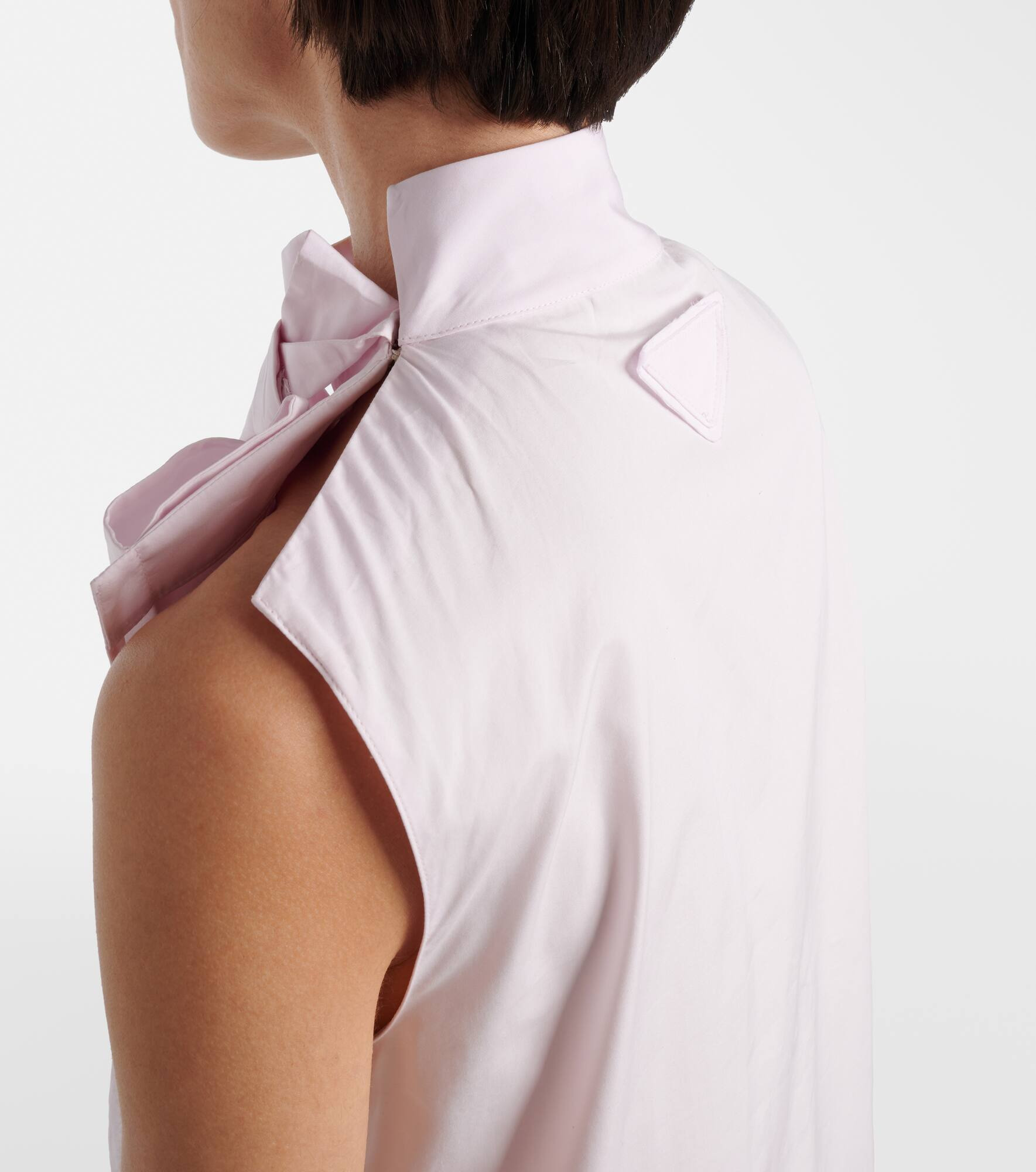 Bow-detail pleated cotton poplin top - 5