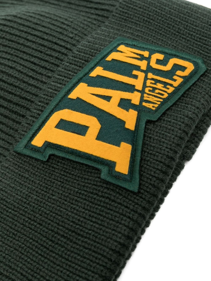 Palm Angels logo-patch wool beanie outlook