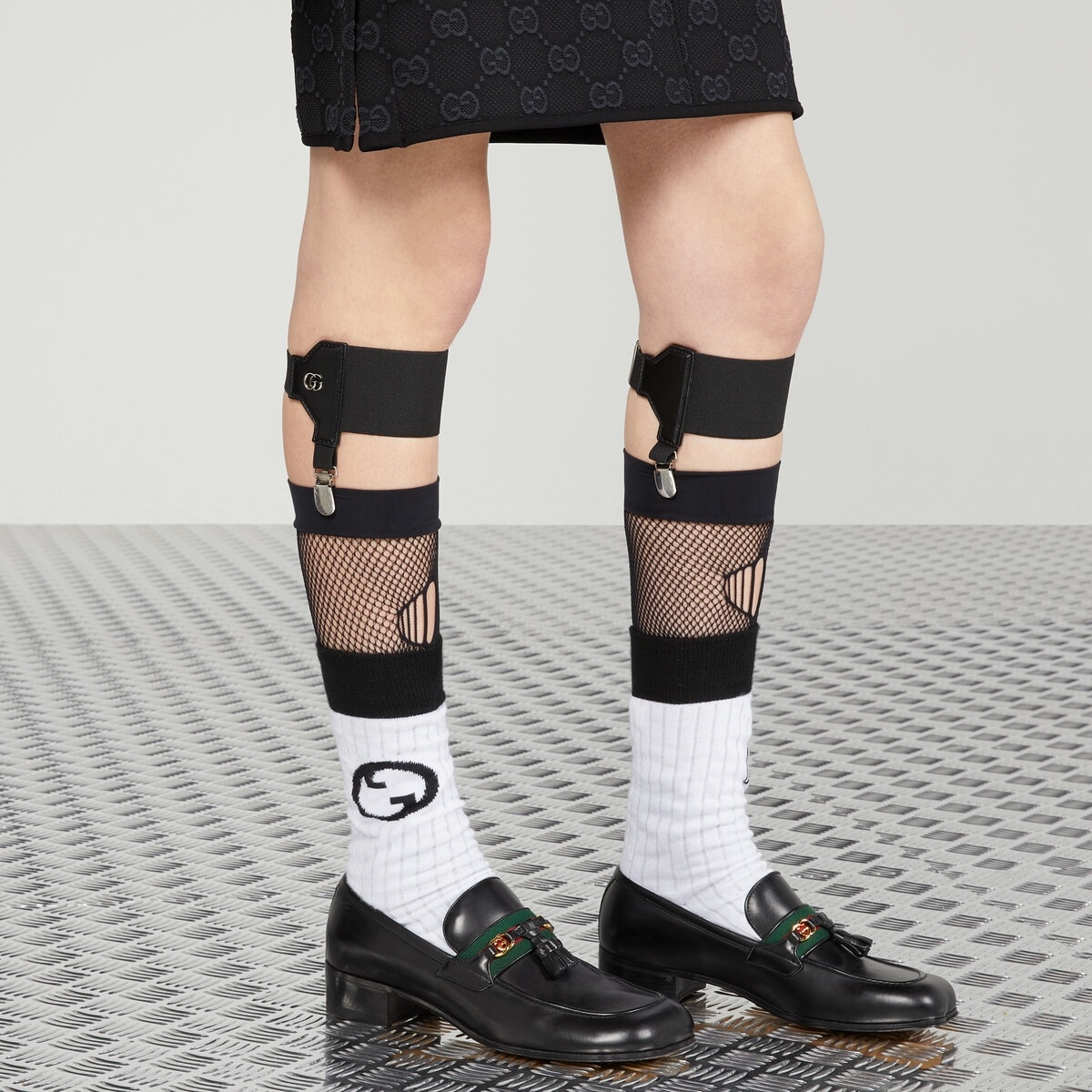 Wide elastic garter belt with Double G - 4
