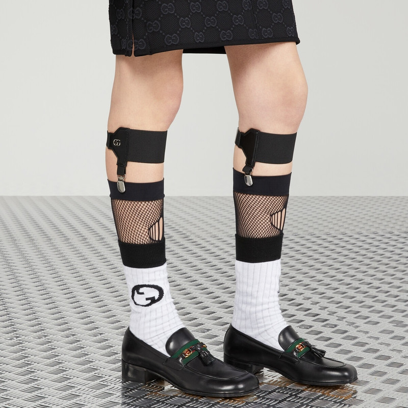 Wide elastic garter belt with Double G 4