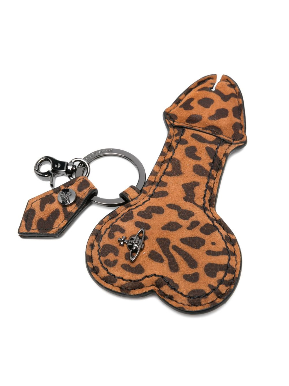 leopard-print bone keyring - 3
