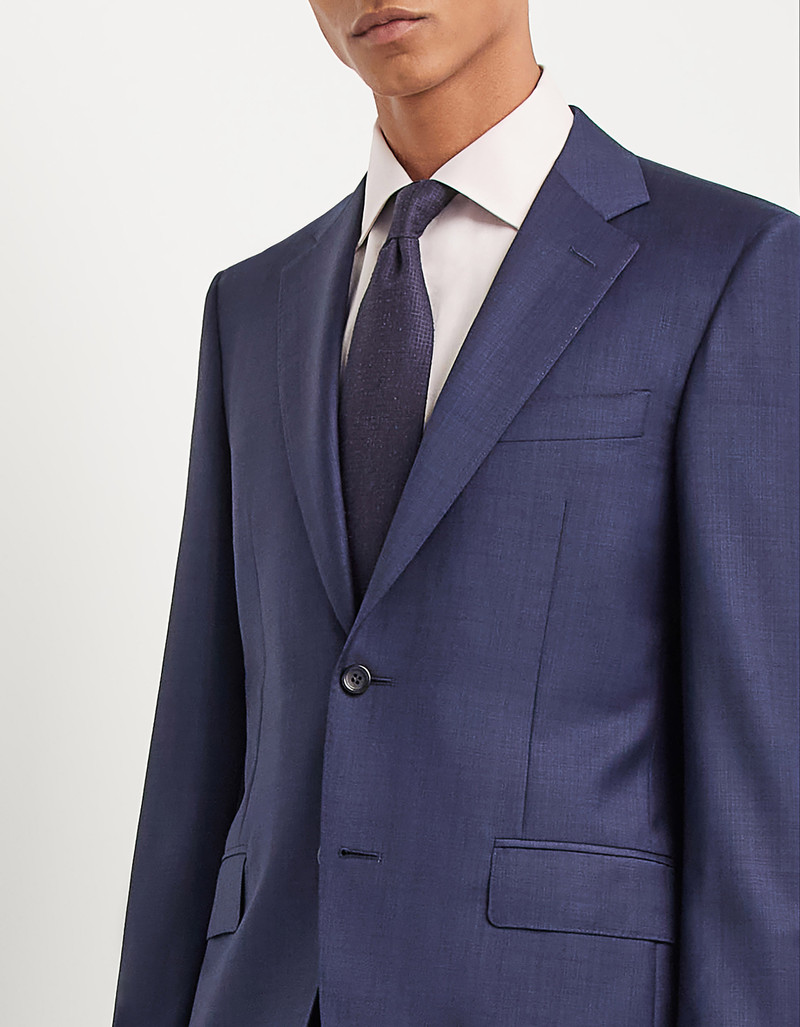 LIGHT BLUE DENIM-EFFECT WOOL REGULAR-FIT SUIT 146