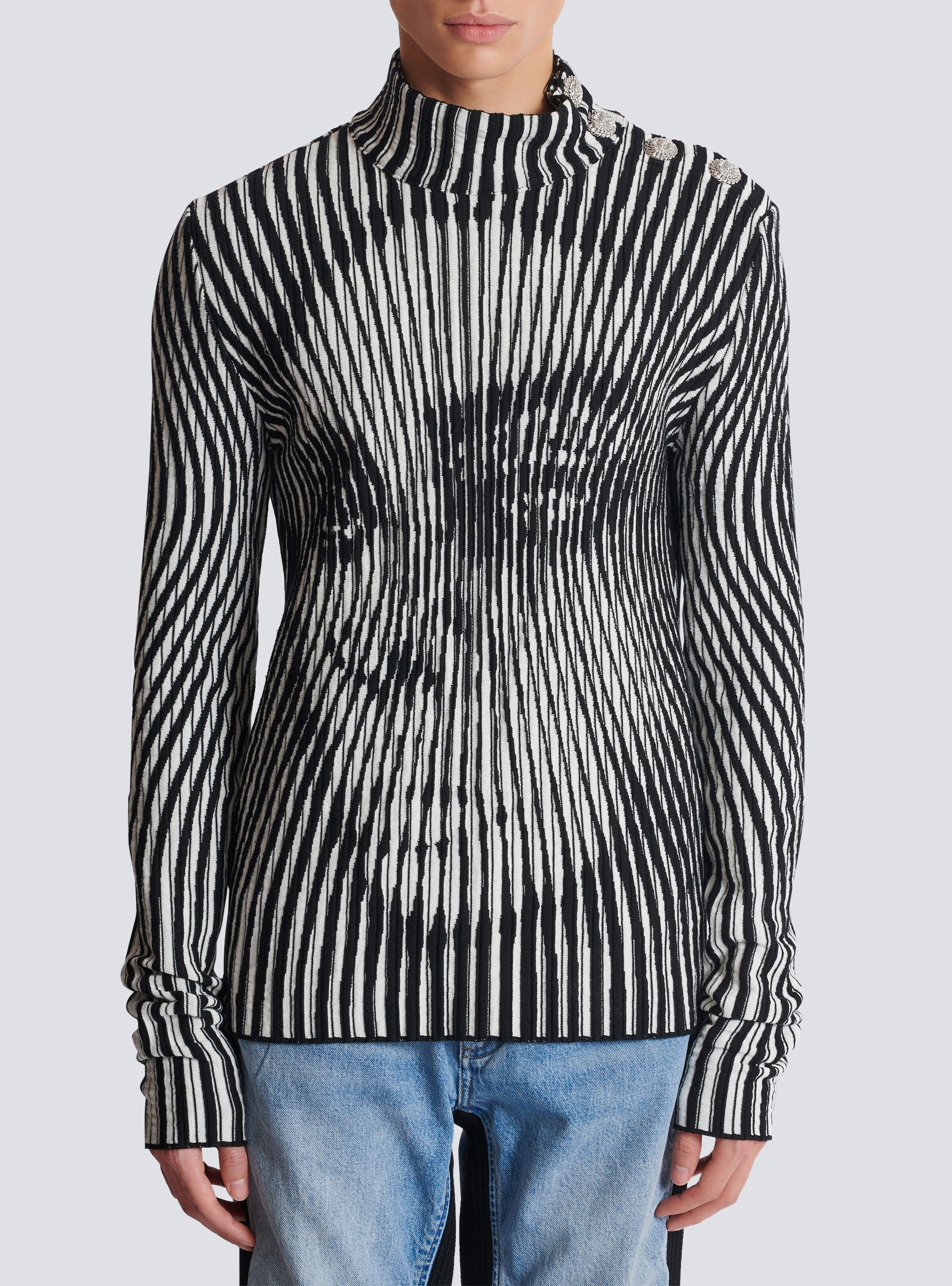 Face two-tone knit jumper - 5