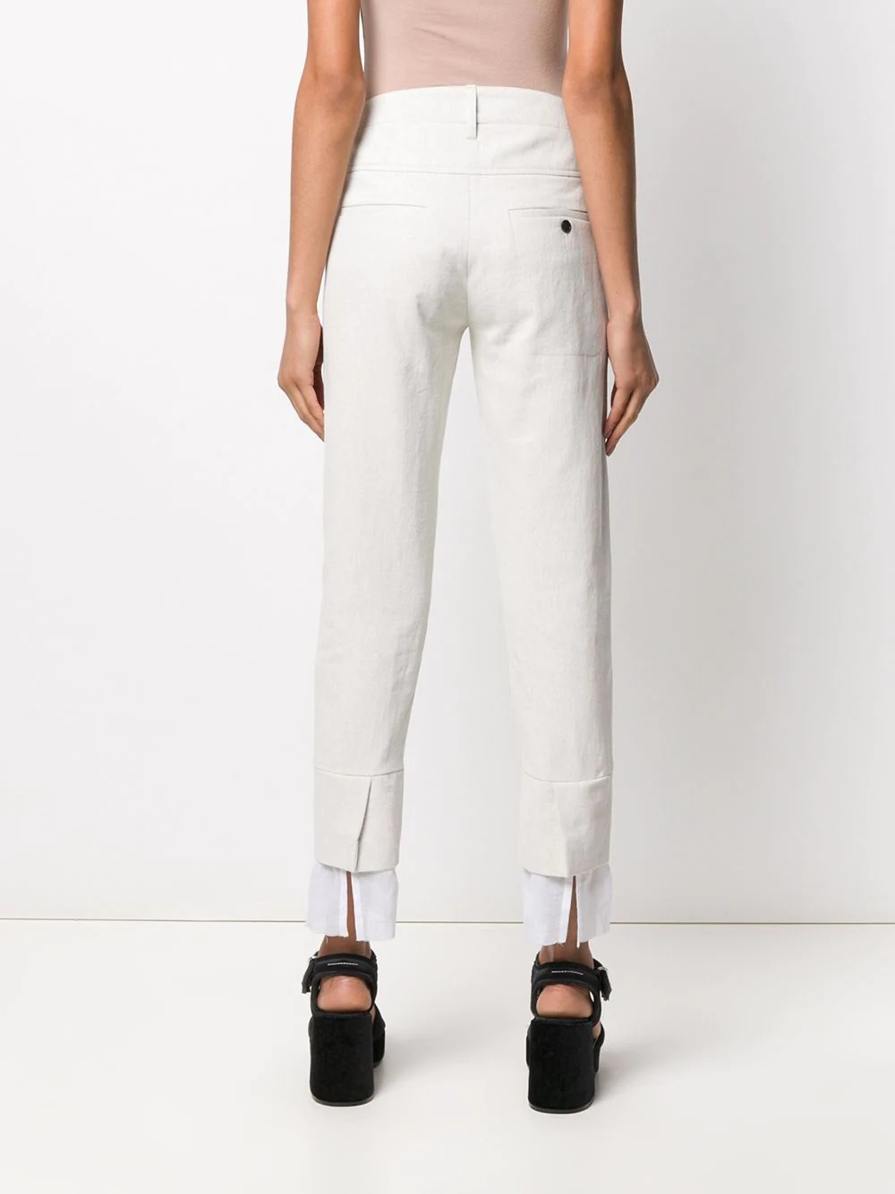 contrasting-cuffs straight trousers - 4