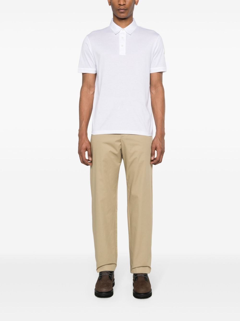 appliquÃ©-logo cotton tapered trousers - 2