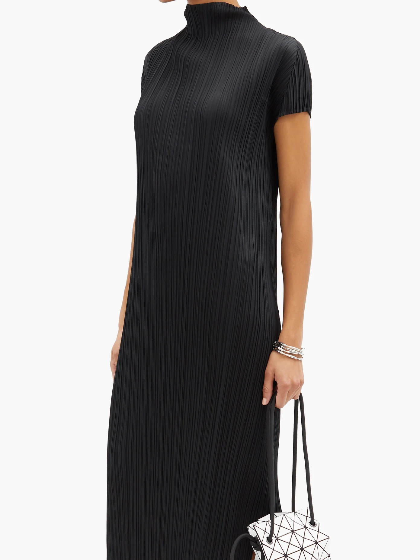 Pleated high-neck midi dress - 6