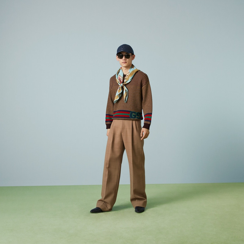 GUCCI Cotton wool sweater with GG outlook