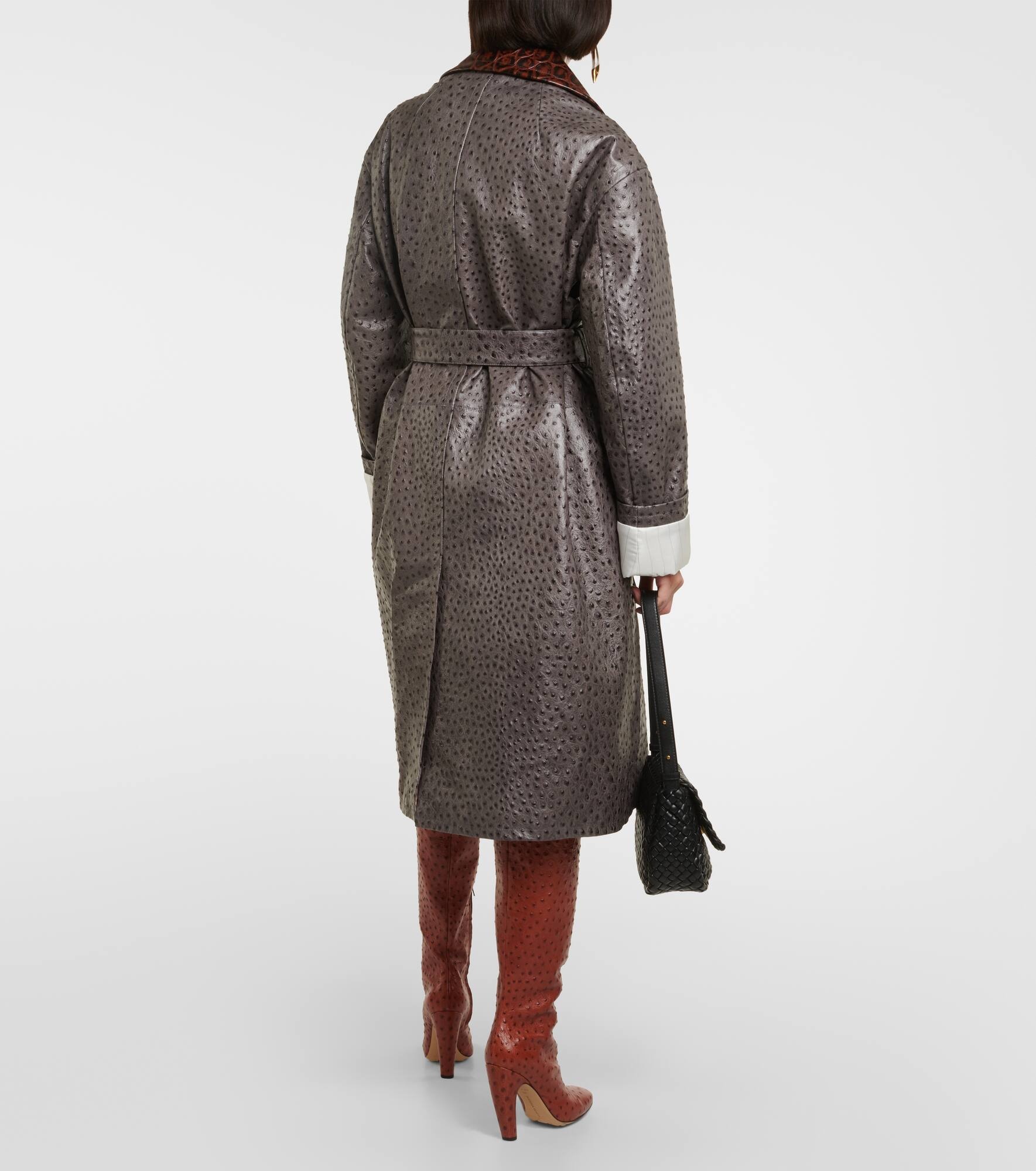 Embossed leather coat - 3