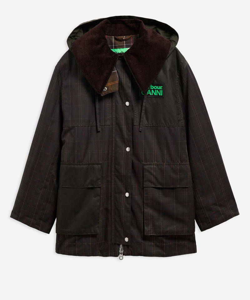 x GANNI Tartan Waxed Duffle Coat 1