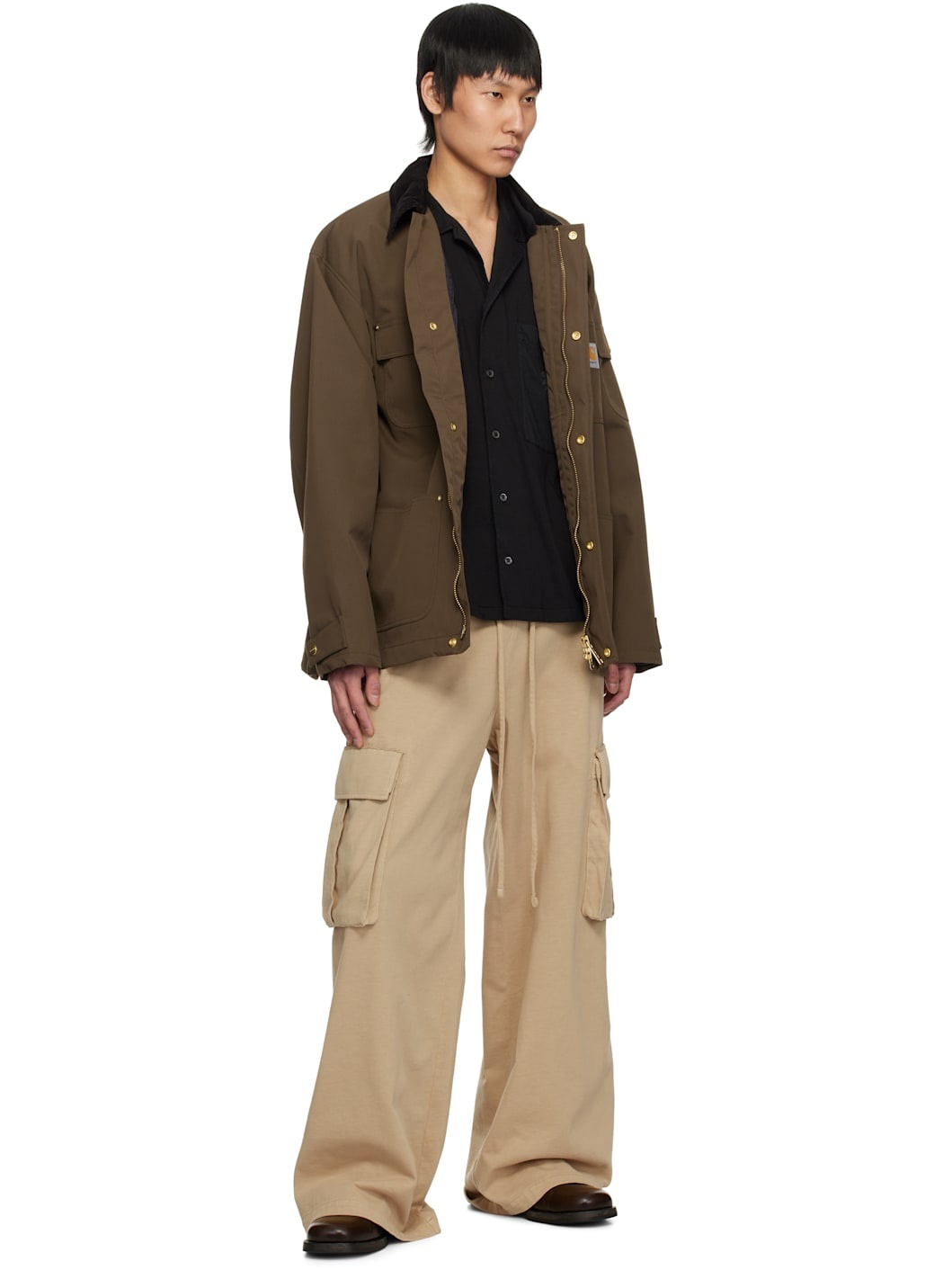 Tan French Terry Cargo Pants - 4
