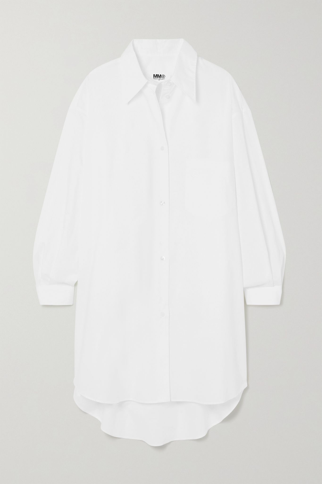 Oversized embroidered cotton-poplin shirt dress - 1