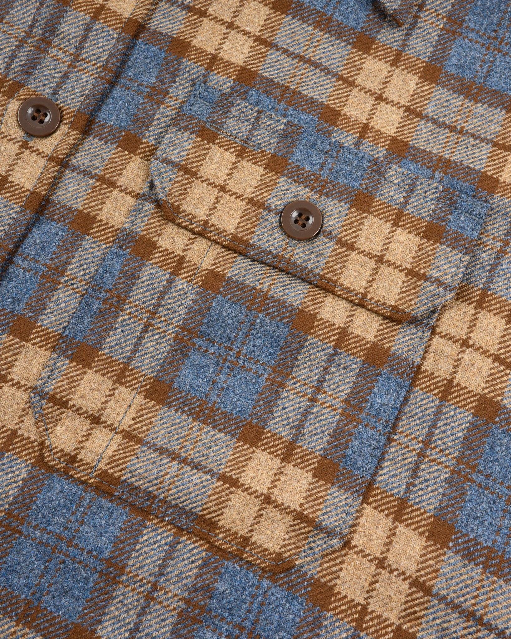 14OZ FOX BROTHERS® WOOL CPO SHIRT - TUSCAN BROWN CHECK TWILL FLANNEL - 8