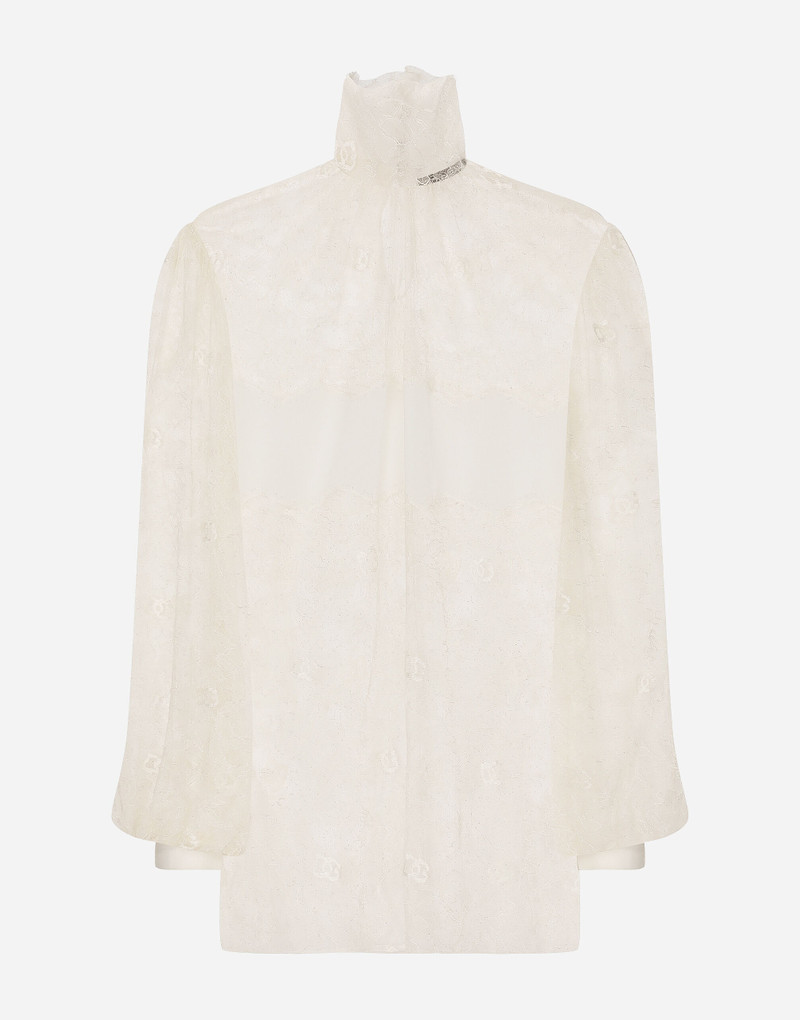 Floral lace turtle-neck blouse 1
