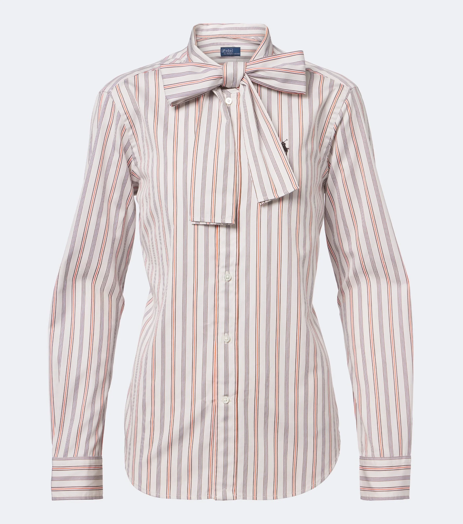 Bow-detail striped cotton poplin shirt - 1