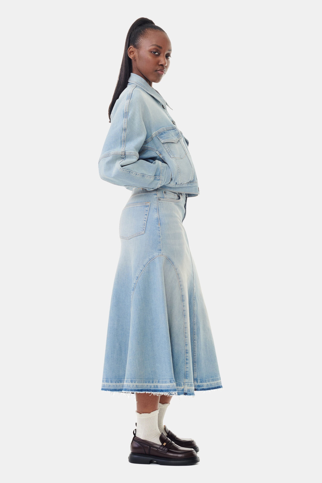 LIGHT BLUE DENIM BOMBER JACKET - 4