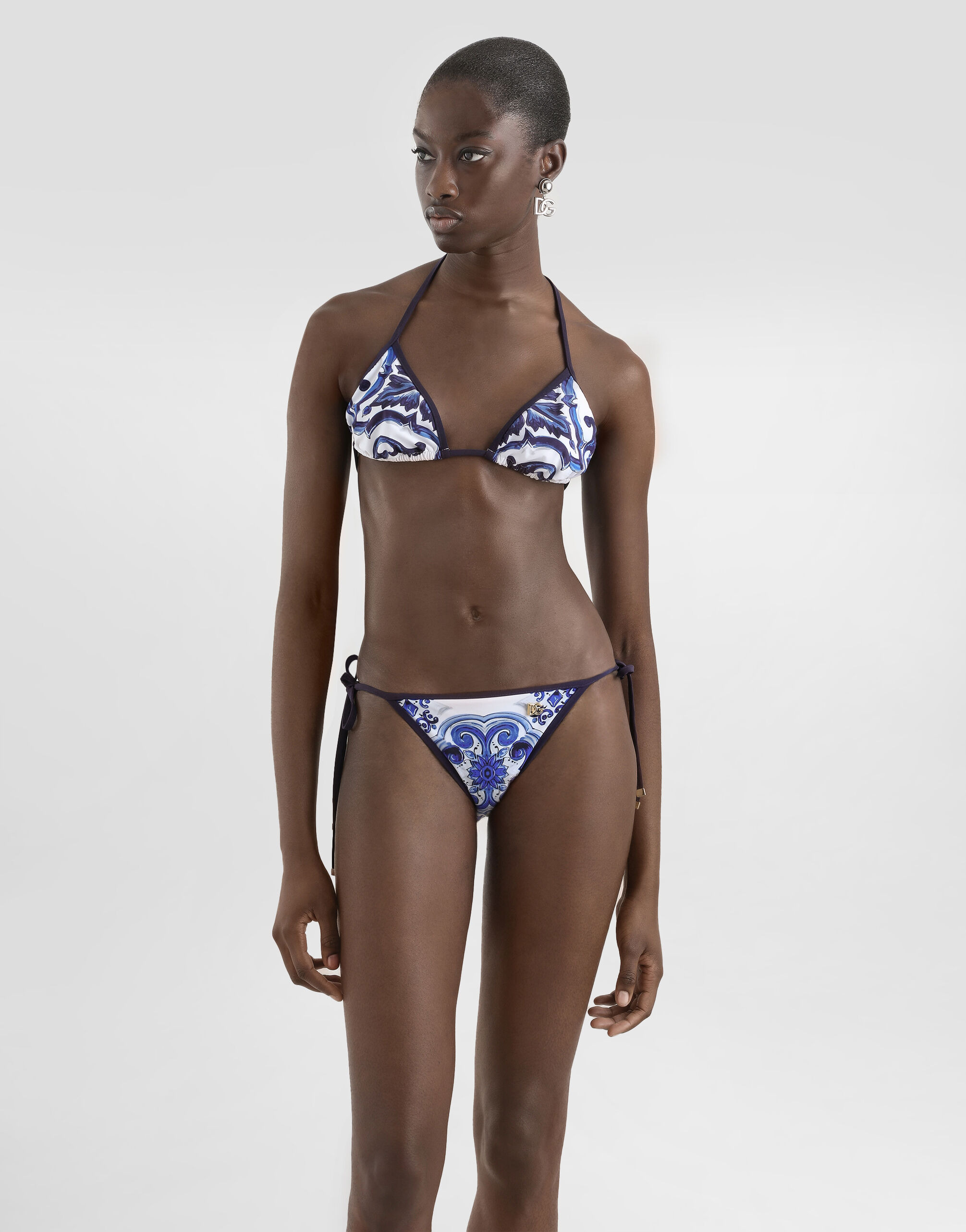 Majolica-print triangle bikini - 2