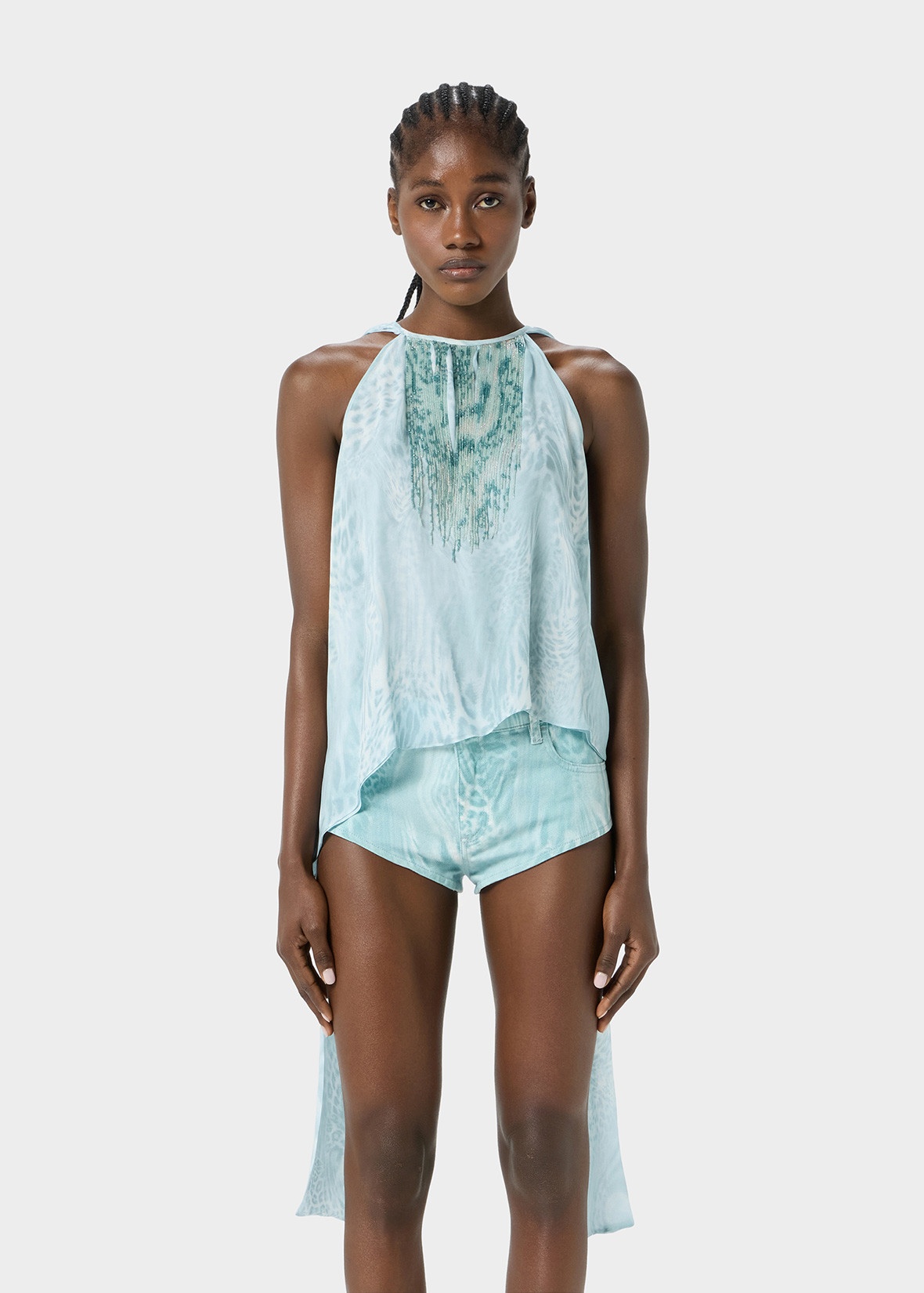 CHIFFON TOP WITH BEADS AND FRINGES - 3