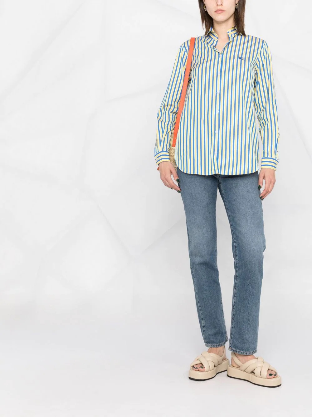 logo-print striped cotton shirt - 2