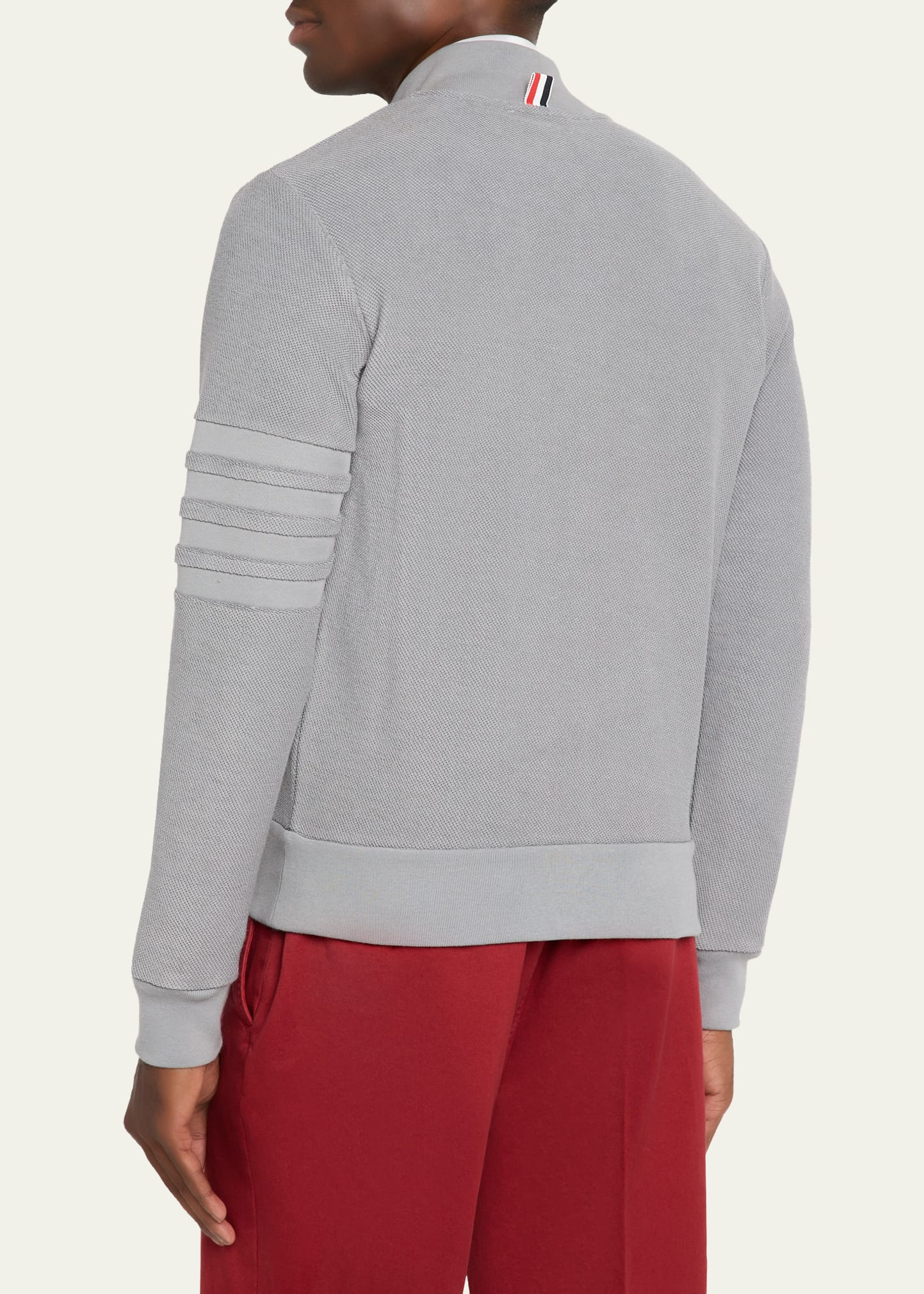 Men's Cotton 4-Bar Stripe Full-Zip Sweater - 3