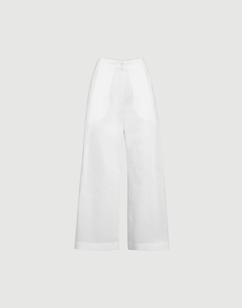 Cotton pleated A-Line trousers with monili 1