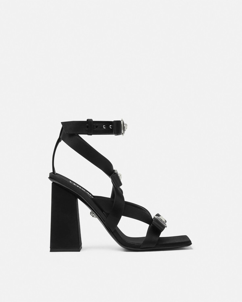 Gianni Ribbon Satin Cage Sandals 105 mm 1