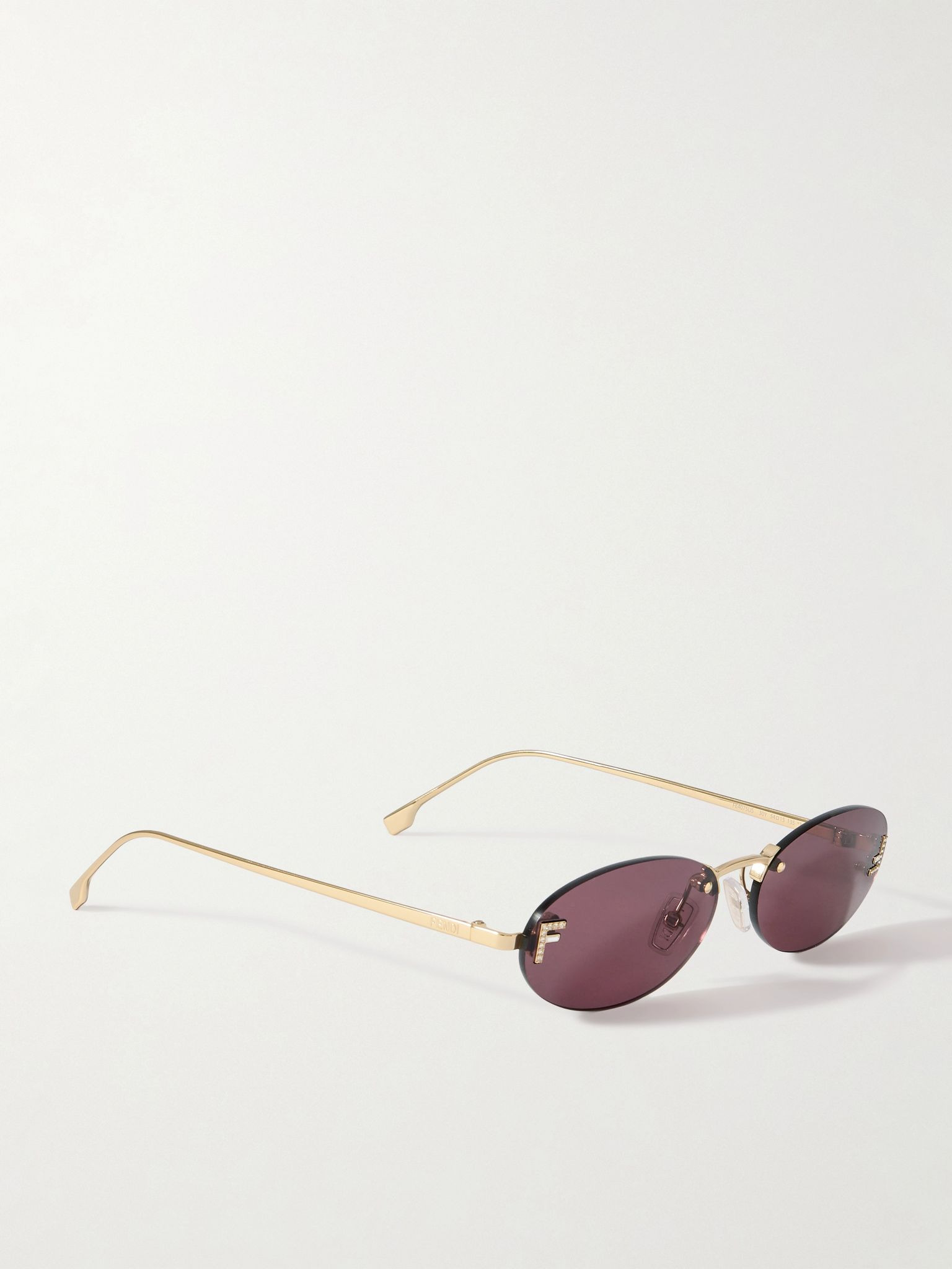 Rimless oval-frame crystal-embellished gold-tone sunglasses Gold - 3