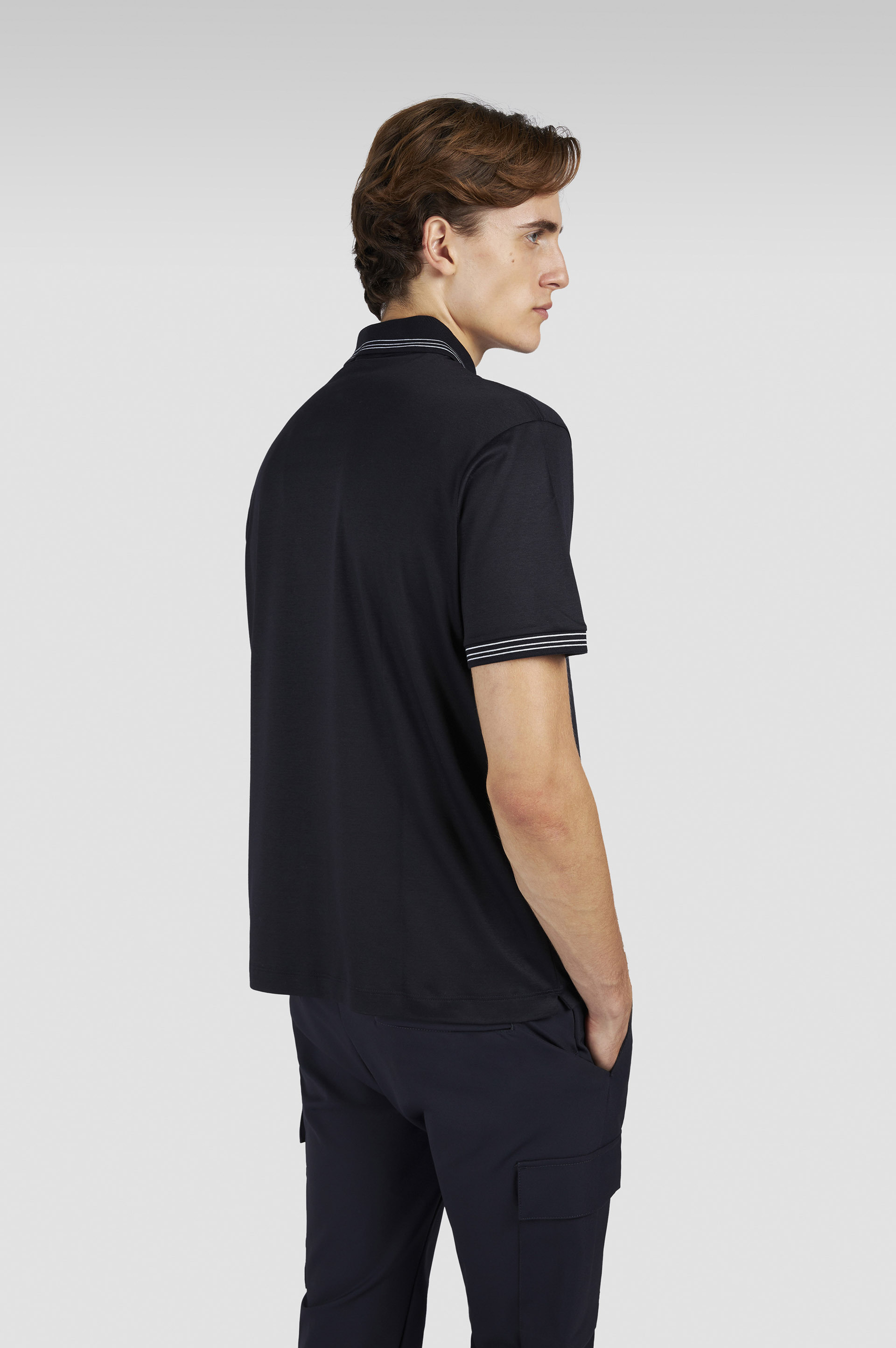 X-SOFT INTERLOCK COTTON POLO SHIRT WITH STRIPED PROFILES - 3