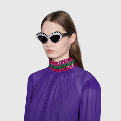 GUCCI Cat-eye frame sunglasses with crystals outlook