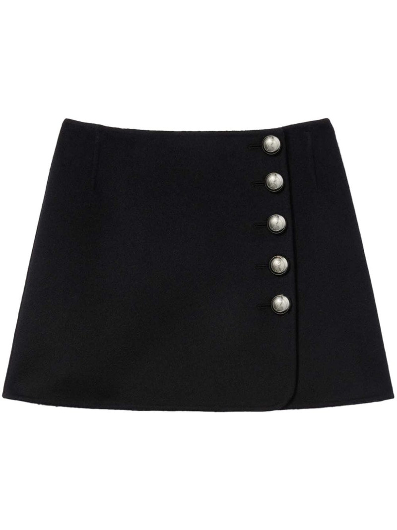 side-button fastening wool miniskirt 1