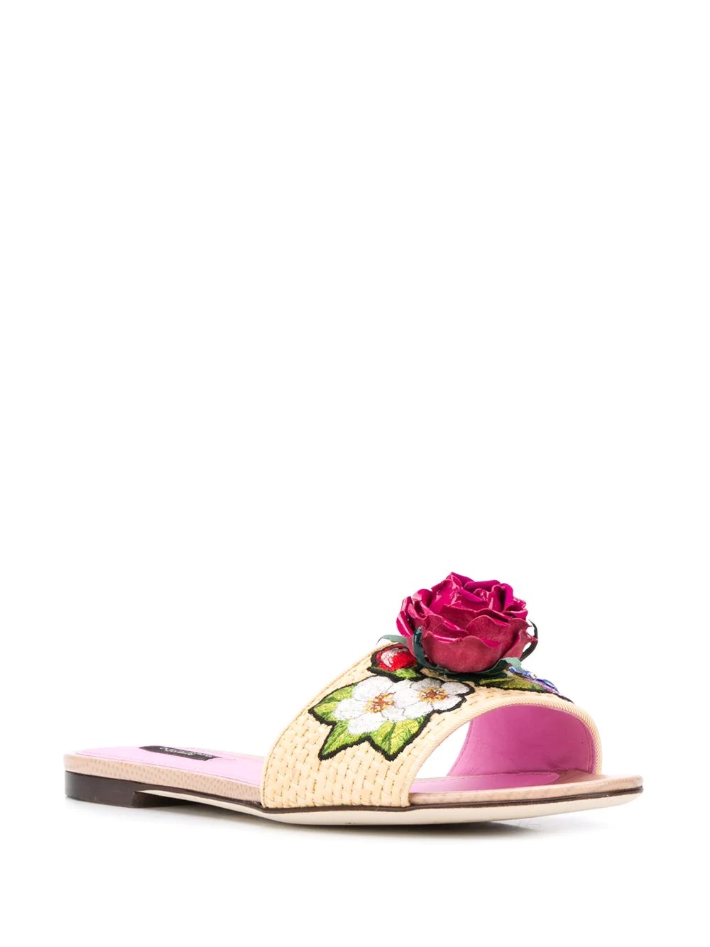 Bianca floral-appliqué slide sandals - 2