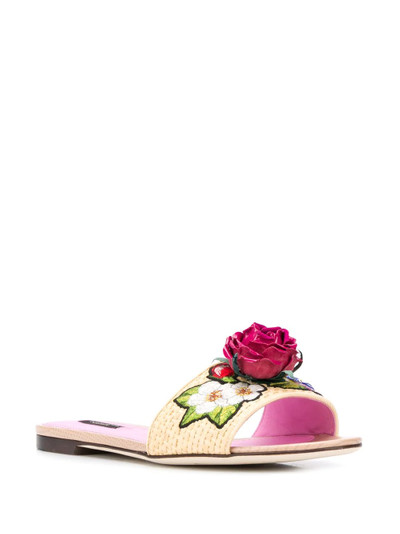 Dolce & Gabbana Bianca floral-appliqué slide sandals outlook